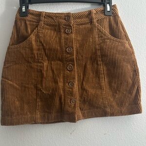 Forever 21 Brown Corduroy A-line Mini Skirt